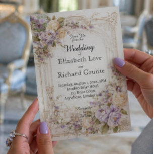 Invitación Boda inglesa de lujo vintage floral antiguo dinero