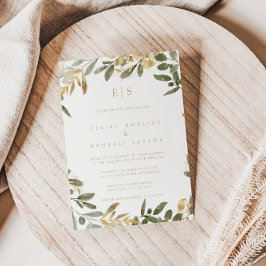 Invitación Boda inicial de apellido de dorado de otoño