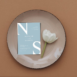 Invitación Boda inicial de Ice Blue Minimalista y elegante ne