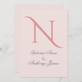 Invitación Boda inicial de monograma rosa