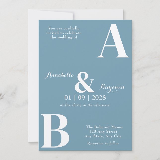 Invitación Boda inicial elegante y moderno (Anverso)