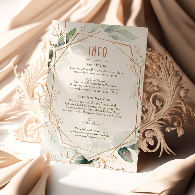 Invitación Boda Insertar información y detalles oro y verde (Subido por el creador)