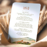 Invitación Boda Insertar información y detalles Toscana<br><div class="desc">Presentamos la tarjeta Toscana Destination Wedding Insert Card, bellamente pintada en acuarelas! Esta impresionante tarjeta cuenta con un paisaje típico de la Toscana con colinas onduladas, cipreses y una villa encantadora. Esta tarjeta de inserción es perfecta para incluir todos los detalles de su día de boda y cualquier información adicional...</div>