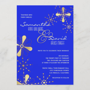 Invitación Boda inspirada india del azul y del oro