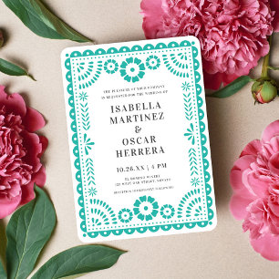 Invitación Boda inspirado en Aqua Papel Picado