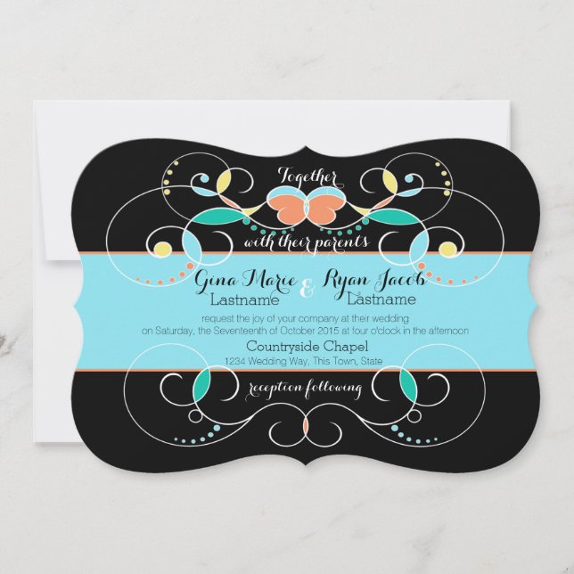 Invitación Boda inspirado en el arte popular del país (Anverso)