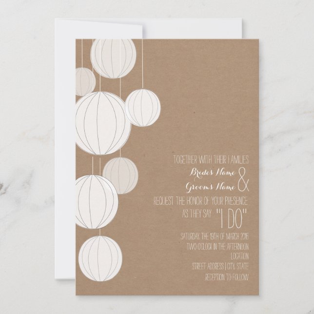 Invitación Boda inspirado en el material de los farolillos bl (Anverso)