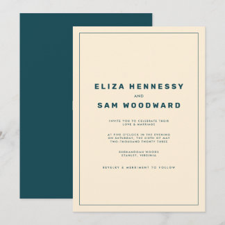 Invitación Boda inspirado en el verde azulado y beige Wes And