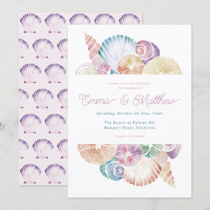 Invitación Boda inspirado en la concha acuática y la sirena