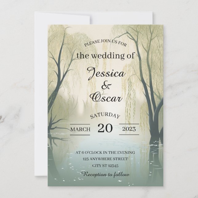 Invitación Boda inspirado en la primavera fluvial (Anverso)