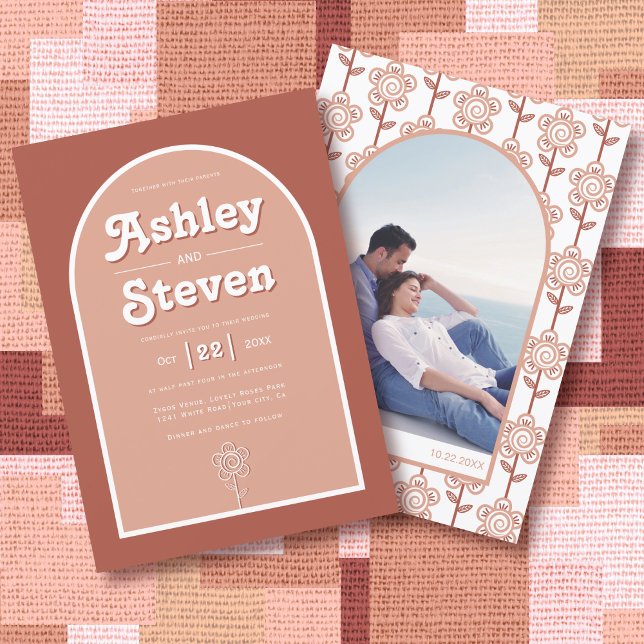 Invitación Boda inspirado en la terracota retro groovy inspir (Subido por el creador)