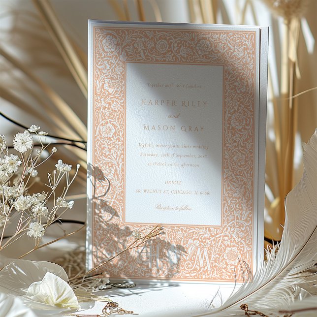 Invitación Boda inspirado en Peach Blossom William Morris (Subido por el creador)