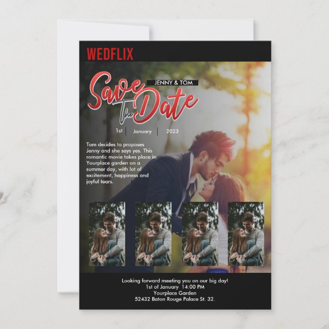 Invitación boda inspirado en personalizable Netflix (Anverso)
