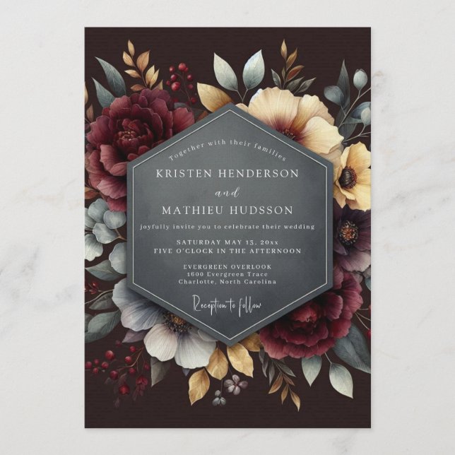 Invitación Boda Intensa y Malhumorada de Borgoña (Anverso)