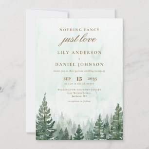 Invitación Boda Íntima Bosque de Pinos Acuarela