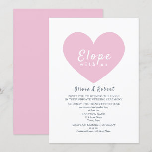 Invitación Boda íntima con corazón rosa moderno