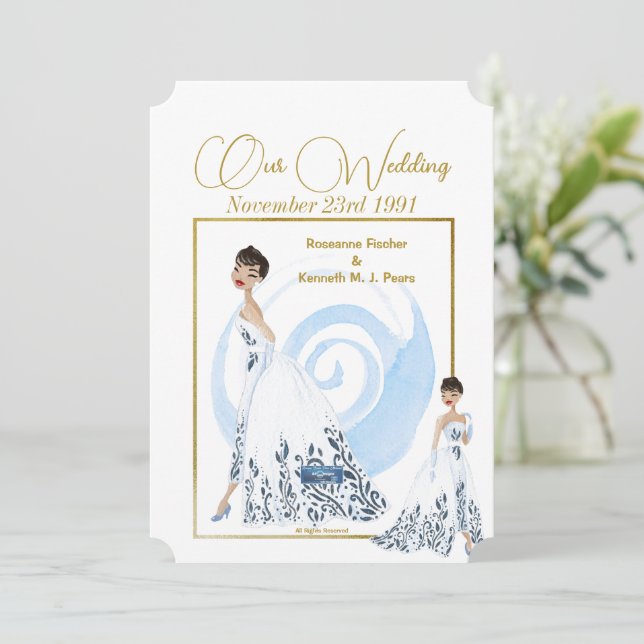 Invitación Boda Inv. 5 White(El Vestido) RFPMDesigns ©️ 2024 (Anverso de pie)