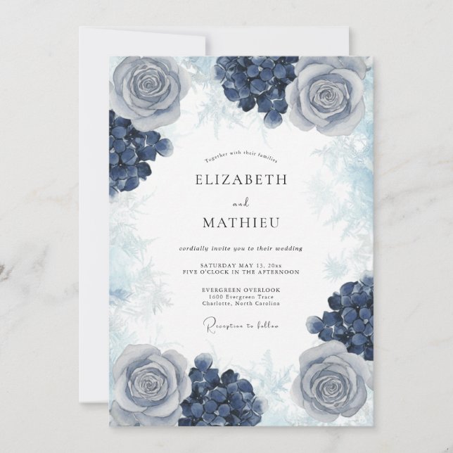 Invitación Boda Invernal Ártico de Centaurea (Anverso)