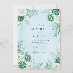 Invitación Boda invernal atmosférica de azul claro