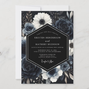 Invitación Boda invernal atmosférica de azul marino