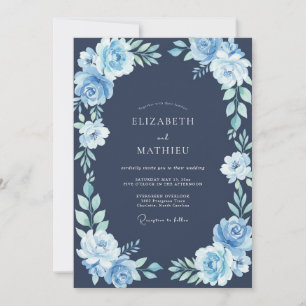 Invitación Boda invernal azul hielo de medianoche