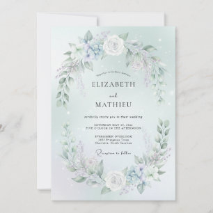 Invitación Boda invernal caprichosa de color verde menta