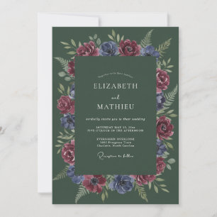 Invitación Boda Invernal con Verde Cazador Malhumorado