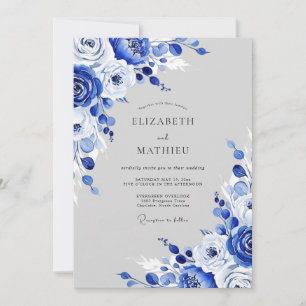 Invitación Boda Invernal Congelada Azul Zafiro