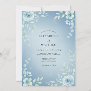 Invitación Boda Invernal Congelada de Azul Cielo
