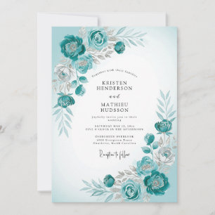 Invitación Boda Invernal Congelada Teal