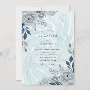 Invitación Boda Invernal Cristalina de Azul Pálido