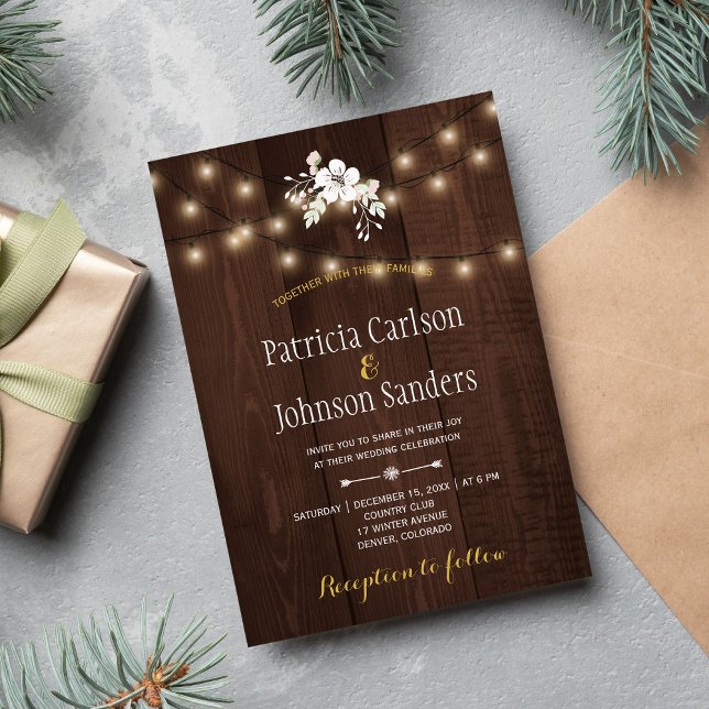 Invitación Boda invernal de floral rusa | Madera de cadenas (Subido por el creador)