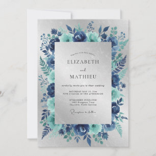 Invitación Boda Invernal de Plata Naval Congelada