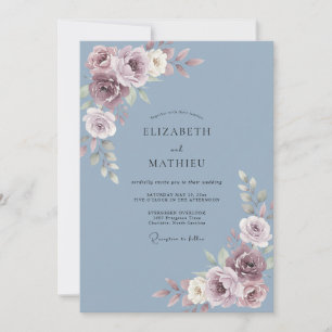 Invitación Boda Invernal de Terciopelo Azul Pizarra