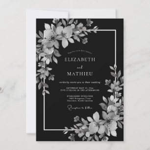 Invitación Boda Invernal Elegante en Gris Carbón