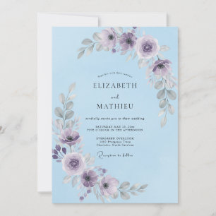 Invitación Boda Invernal Espléndida de Azul Cielo