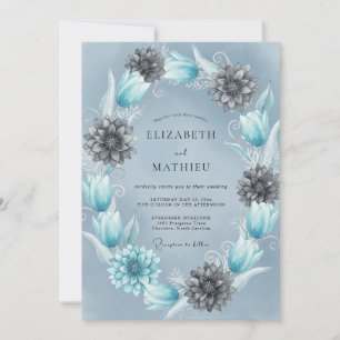 Invitación Boda Invernal Etérea de Azul Hielo