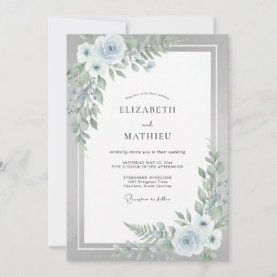 Invitación Boda Invernal Etérea de Azul Pálido