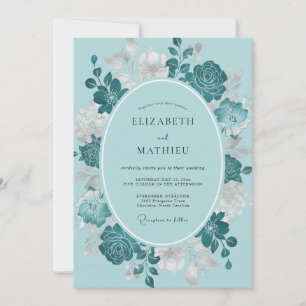 Invitación Boda Invernal Etérea de Azul Teal