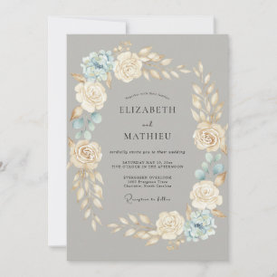 Invitación Boda Invernal Etérea Gris