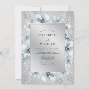Invitación Boda Invernal Etérea Plateada