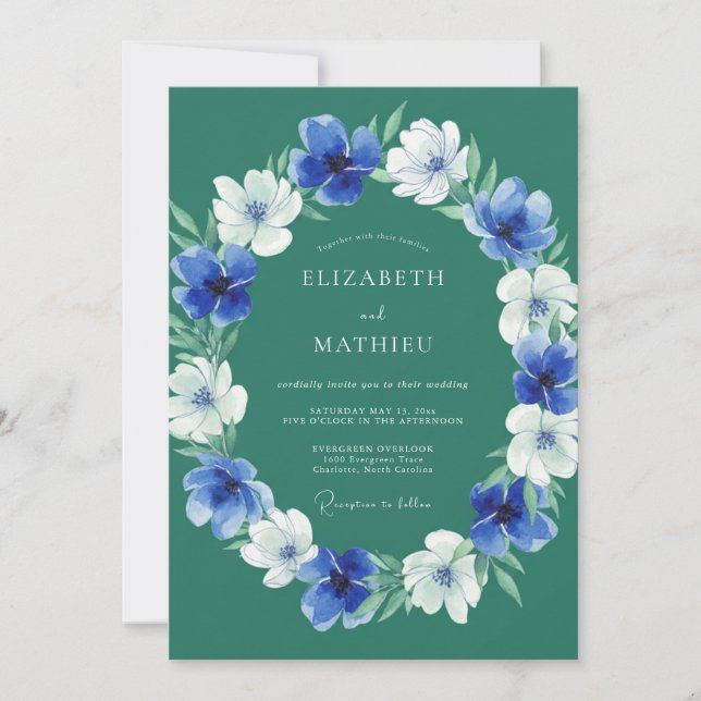 Invitación Boda invernal exuberante de verde esmeralda (Anverso)
