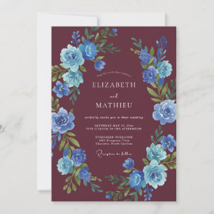 Invitación Boda Invernal Exuberante en Color Granate
