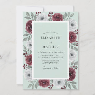 Invitación Boda invernal exuberante en verde menta