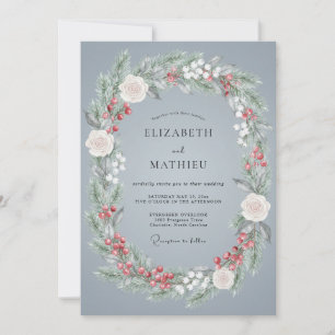 Invitación Boda Invernal Festiva de Azul Pizarra