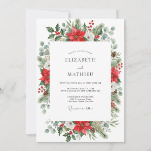 Invitación Boda Invernal Festiva Roja