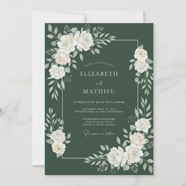 Invitación Boda Invernal Gran Verde Bosque (Anverso)