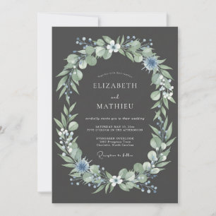 Invitación Boda Invernal Gris Carbón Malhumorado