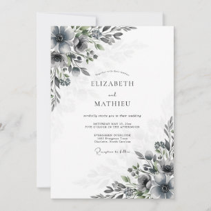 Invitación Boda Invernal Gris Pizarra Malhumorada