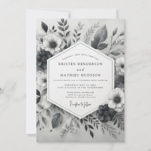 Invitación Boda invernal impresionante de gris carbón